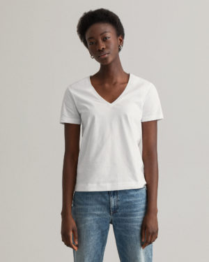 T-shirt blanc col V Original Gant