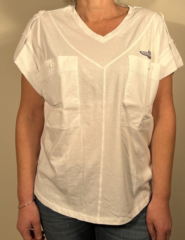 Tee-shirt blanc aeronautica militare femme