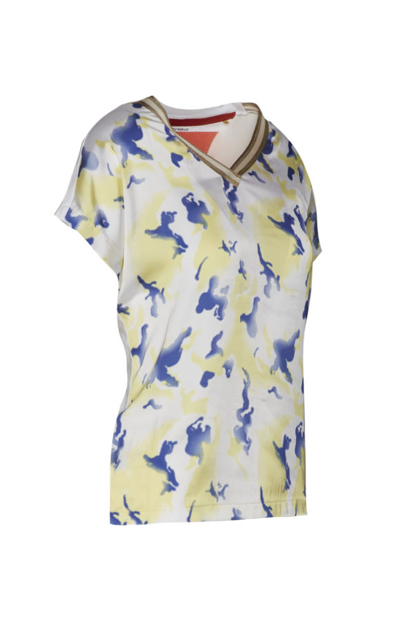 t-shirt blanc indigo motif militaire