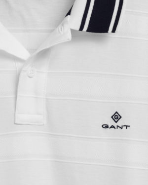 Polo blanc Texture Stripe Rugger Gant