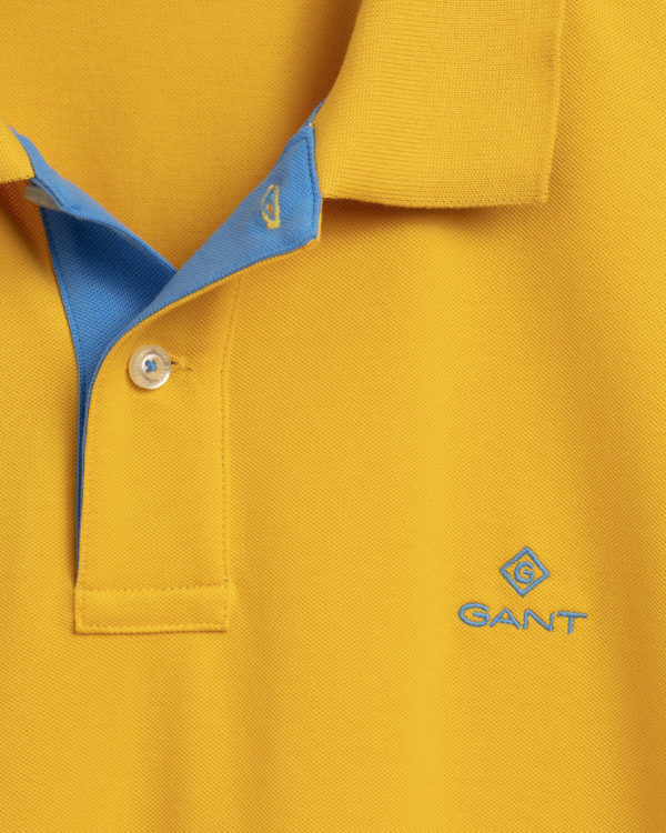 Polo jaune à col contrastant Gant