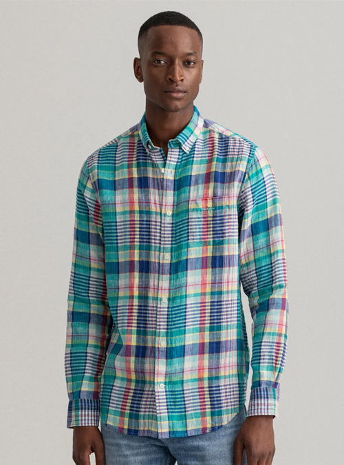 Chemise à carreaux madras colorés Gant
