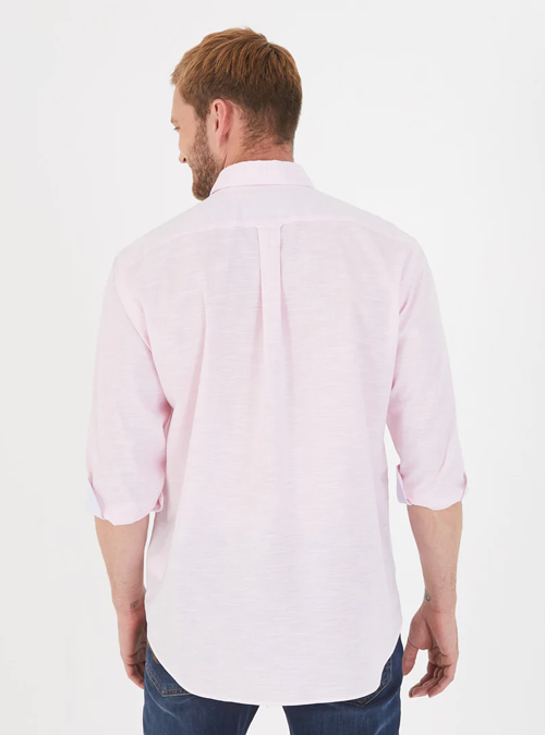 Chemise rose en coton fil à fil Eden Park