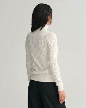 Pull col roulé en maille de coton stretch à torsades Gant