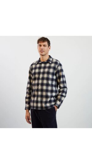 Chemise bleu foncé en flanelle à carreaux Eden Park