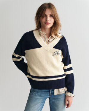 Pull col V en coton Varsity – GANT