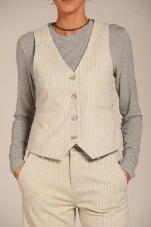 Gilet femme Ellen en jersey avec un motif rayé – MASONS