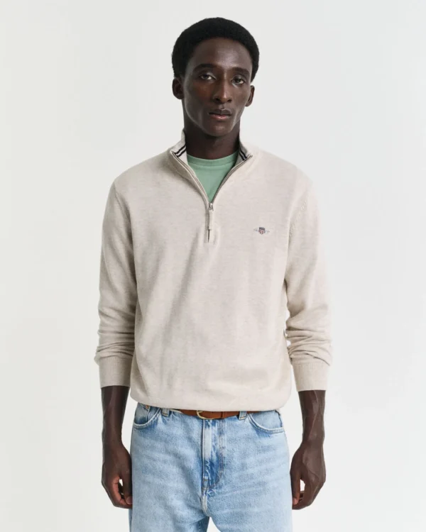 Pull-Coton-demi-zip-Gant-avant