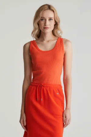 TOP GANT SLIM DÉBARDEUR CÔTELÉ ORANGE ROUGE – Gant