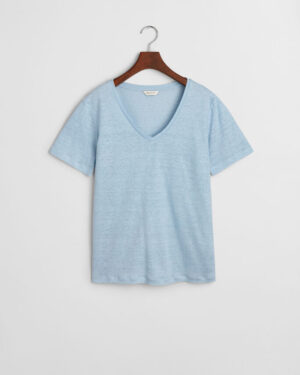 T-shirt col V en lin Bleu – Gant