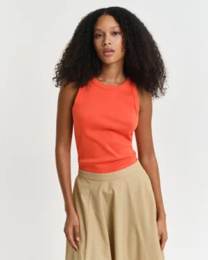 TOP GANT SLIM DÉBARDEUR CÔTELÉ ORANGE ROUGE – Gant