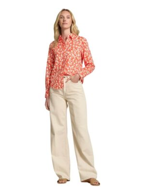 Chemise femme en voile à imprimé floral Corail Rouge – Gant