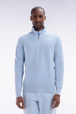 Pull col camionneur en coton nid d’abeille ciel coupe droite – Eden Park