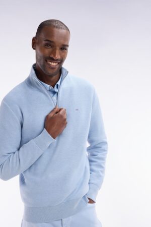 Pull col camionneur en coton nid d’abeille ciel coupe droite – Eden Park