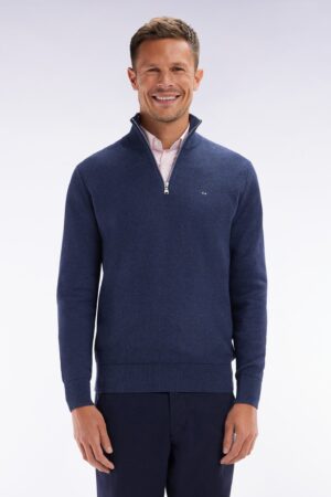 Pull col camionneur en coton nid d’abeille marine coupe droite – Eden Park
