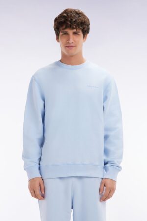 Sweatshirt surteint à col rond en molleton coton ciel coupe décontractée – Eden Park