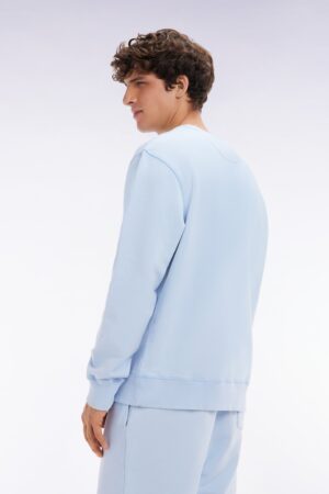 Sweatshirt surteint à col rond en molleton coton ciel coupe décontractée – Eden Park