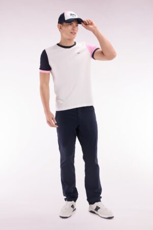 T-shirt colorblock en coton blanc broderie 10 coupe droite – Eden Park