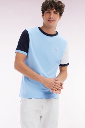 T-shirt colorblock en coton ciel broderie 10 coupe droite – Eden Park