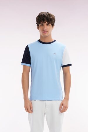 T-shirt colorblock en coton ciel broderie 10 coupe droite – Eden Park