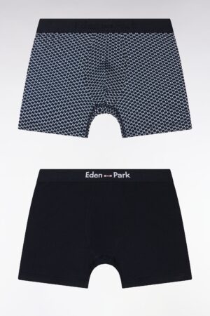 Lot de deux boxers en jersey de coton stretch uni et ciel imprimé – Eden Park