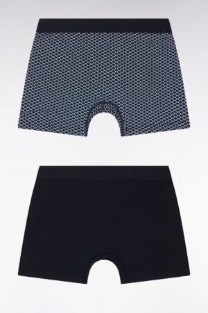 Lot de deux boxers en jersey de coton stretch uni et ciel imprimé – Eden Park