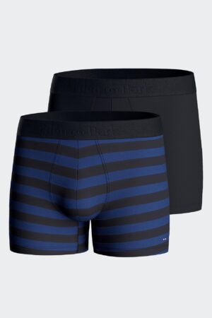 Lot de deux boxers unis et cerclés en jersey de coton stretch marine – Eden Park
