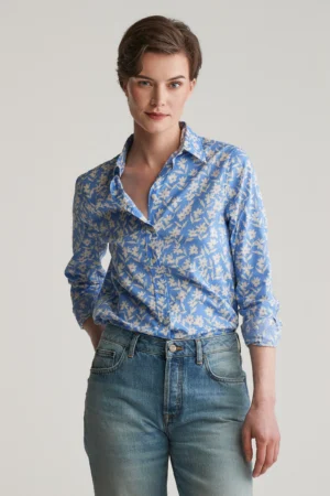 Chemise en voile de coton à imprimé floral GANT REG Bleu parfait – Gant
