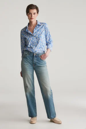 Chemise en voile de coton à imprimé floral GANT REG Bleu parfait – Gant