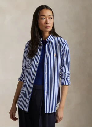 Chemise slim-fit col classique en coton Oxford Bleu – Ralph Lauren