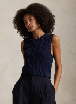 Pull en coton sans manches Bleu – Ralph Laur