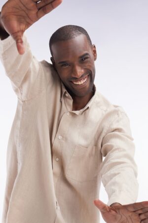 Chemise en lin beige unie coupe droite – Eden Park