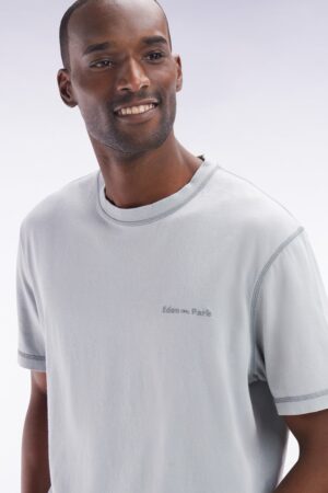 T-shirt en coton gris moyen surteint coupe décontractée – Eden Park