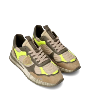 Baskets Olympique Running Homme, Militaire et Jaune – Philippe Model