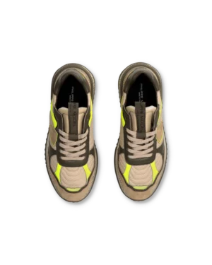 Baskets Olympique Running Homme, Militaire et Jaune – Philippe Model