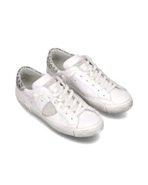 Baskets Prsx Femme, Blanc et Argenté – Philippe Model