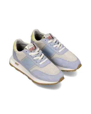 Baskets Running Tour Femme, Crème et Bleu Ciel – Philippe Model
