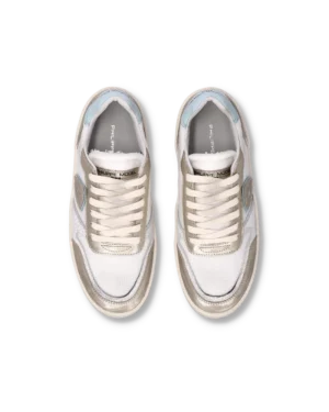 Baskets Nice Femme, Blanc et Vert D’Eau – Philippe Model