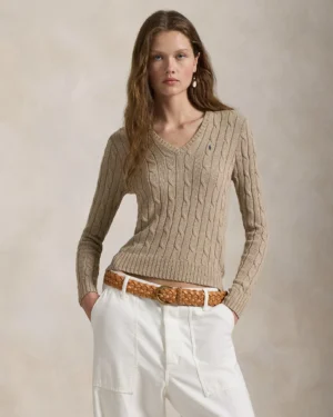 Pull col en V torsadé en coton – Ralph Lauren