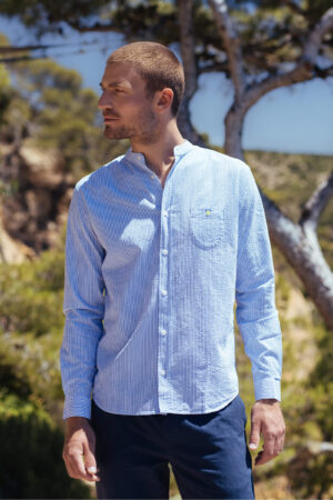 Chemise Bleue en coton Seersucker – Gili’s