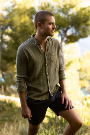 Chemise Kaki en gaze de coton – Gili’s
