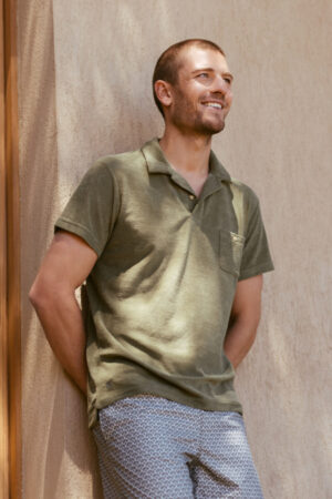 Dark Khaki terry cloth polo – Gili’s