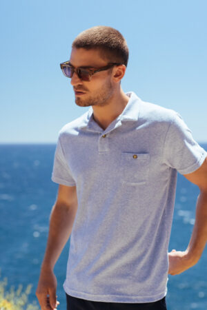 Terry cloth polo Melange Blue – Gili’s