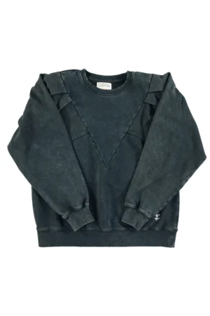 Sweat-shirt ajusté Noir délavé avec petit logo imprimé – Sisters Department
