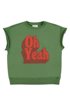 Sweat-shirt à manches courtes Vert avec imprimé « oh yeah » – Sisters Department