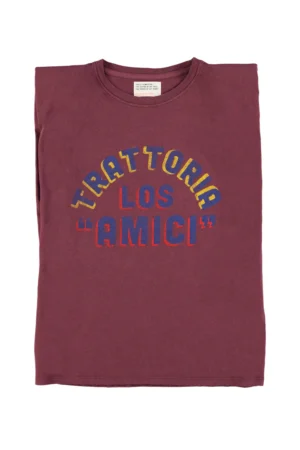 T-shirt sans manches avec épaulettes | Aubergine avec imprimé « Los Amici » – Sisters Department