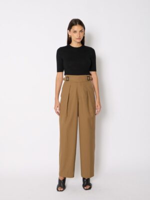 PAOLA Pantalon de costume avec ceinture double boucle – Berenice