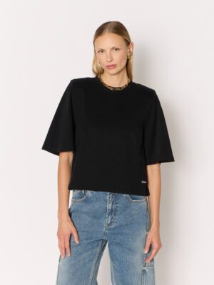 TEEPAD T-shirt oversize noir à épaulettes – Berenice