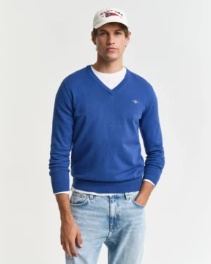 Pull col V en coton classique – Gant