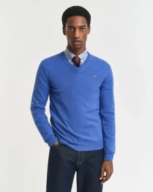 Pull col V en laine d’agneau ultrafine – Gant